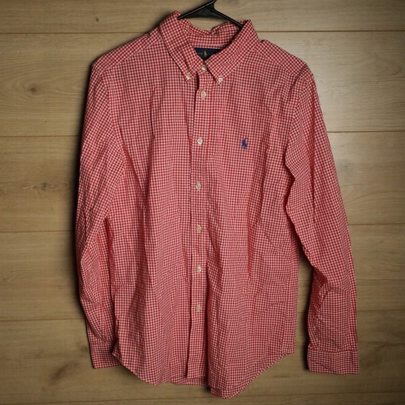 Ralph Lauren Other - Ralph Lauren Kids Gingham Button Down Shirt Red White Long Sleeve Size XL‎ 18-20